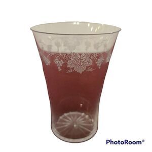 Cambridge Glass Bacchus Grapes Grapevine Leaf Crystal Juice Glass Antique Etched